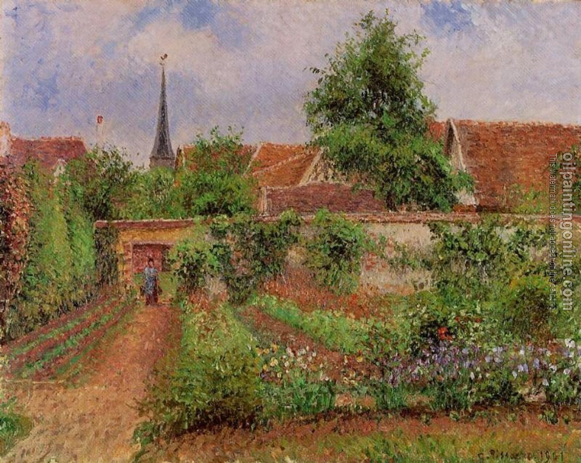 Pissarro, Camille - Vegetable Garden in Eragny, Overcast Sky, Morning